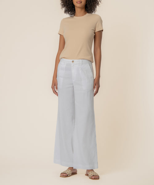 Plage Shantung JK オフホワイト M Meg Linen High Rise Wide Straight Leg in White - Kut from the Kloth