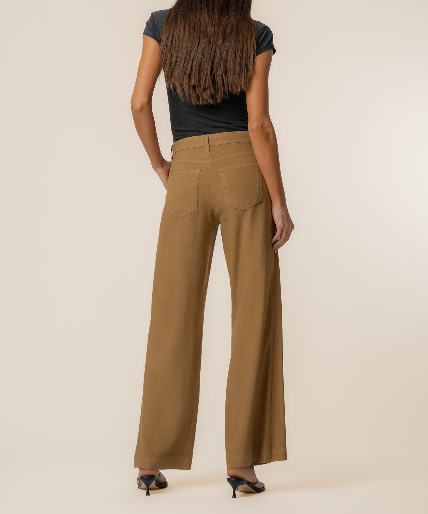Meg Linen High Rise Wide Straight Leg in Wood