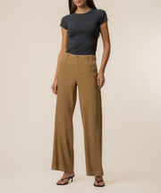 Meg Linen High Rise Wide Straight Leg in Wood