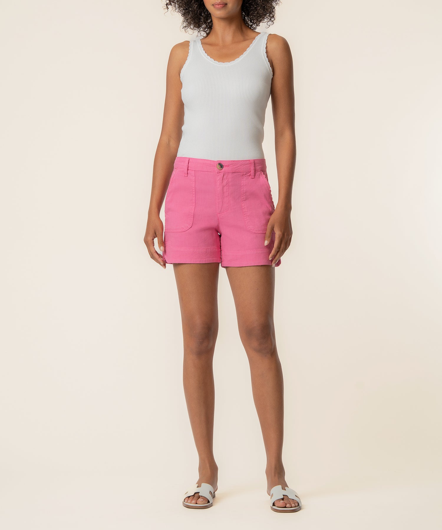 Toni Linen High Rise Short in Lipstick