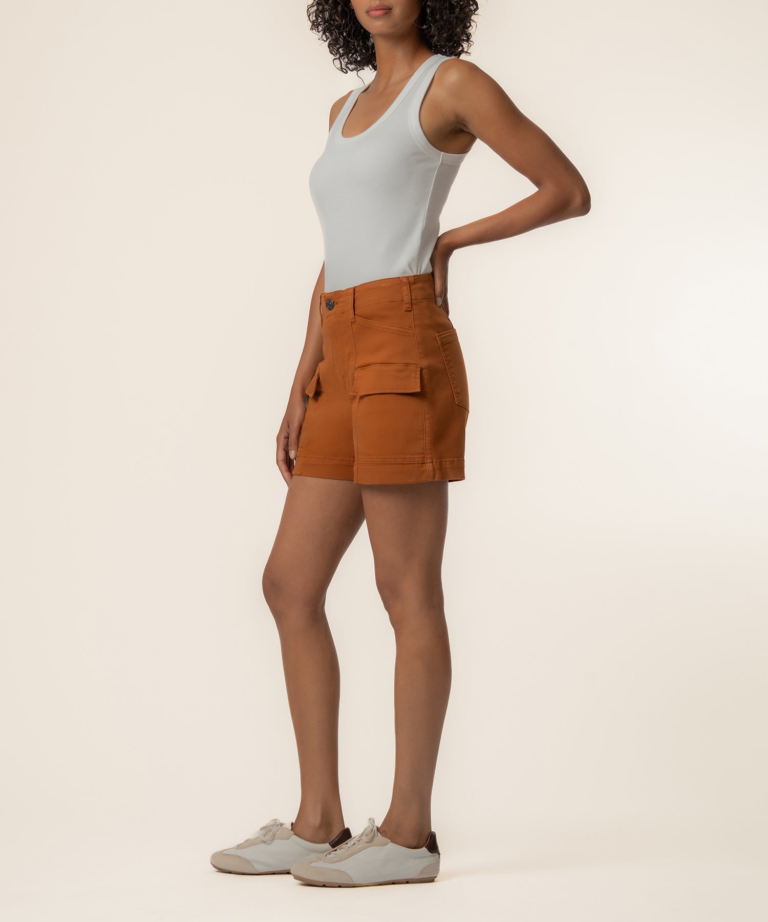 Jane Twill High Rise Short, Exclusive in Cinnamon