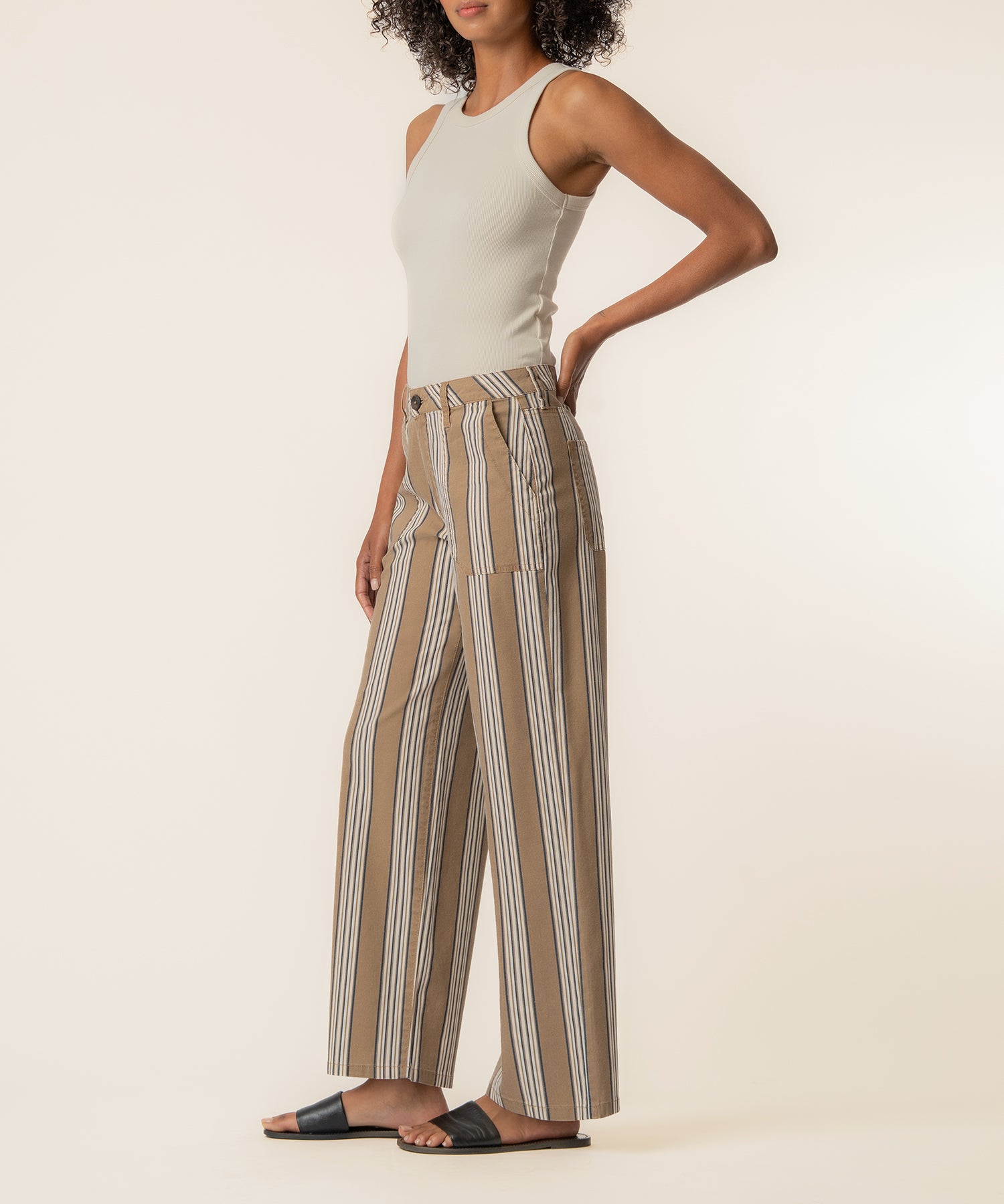 Colette Linen High Waist Straight in Taupe