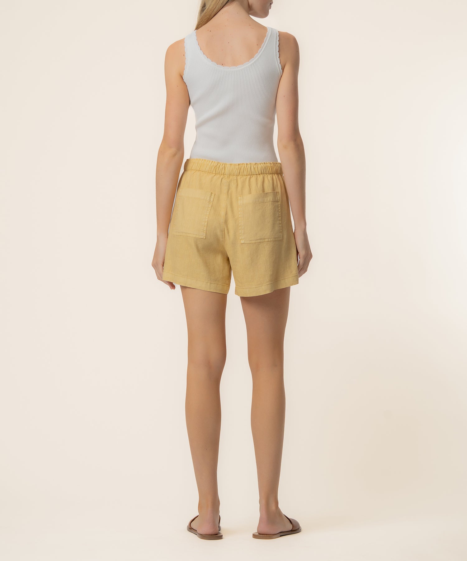 Preston Linen High Rise Short in Mustard Gold