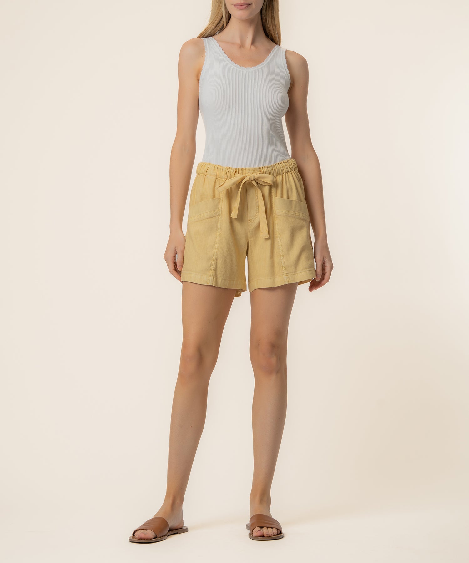 Preston Linen High Rise Short in Mustard Gold