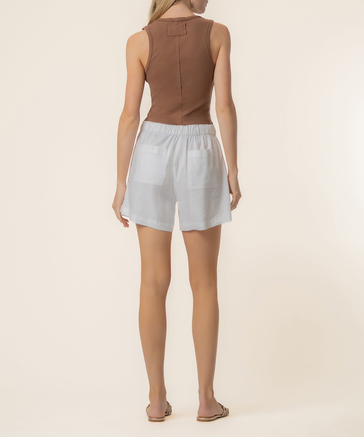 Preston Linen High Rise Short in White