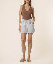 Preston Linen High Rise Short in White