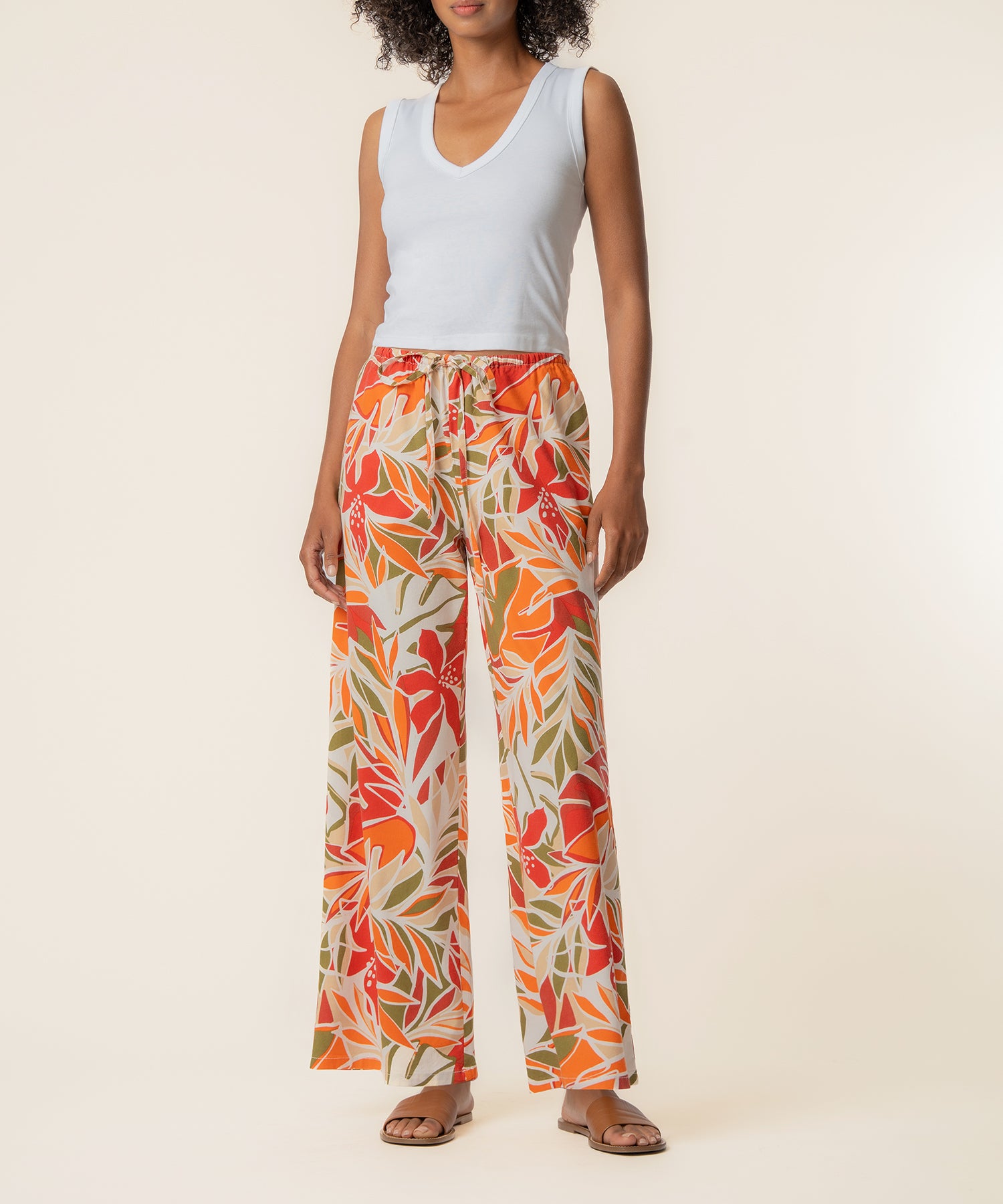Meg Linen Wide leg Pant, Exclusive in Red Orange