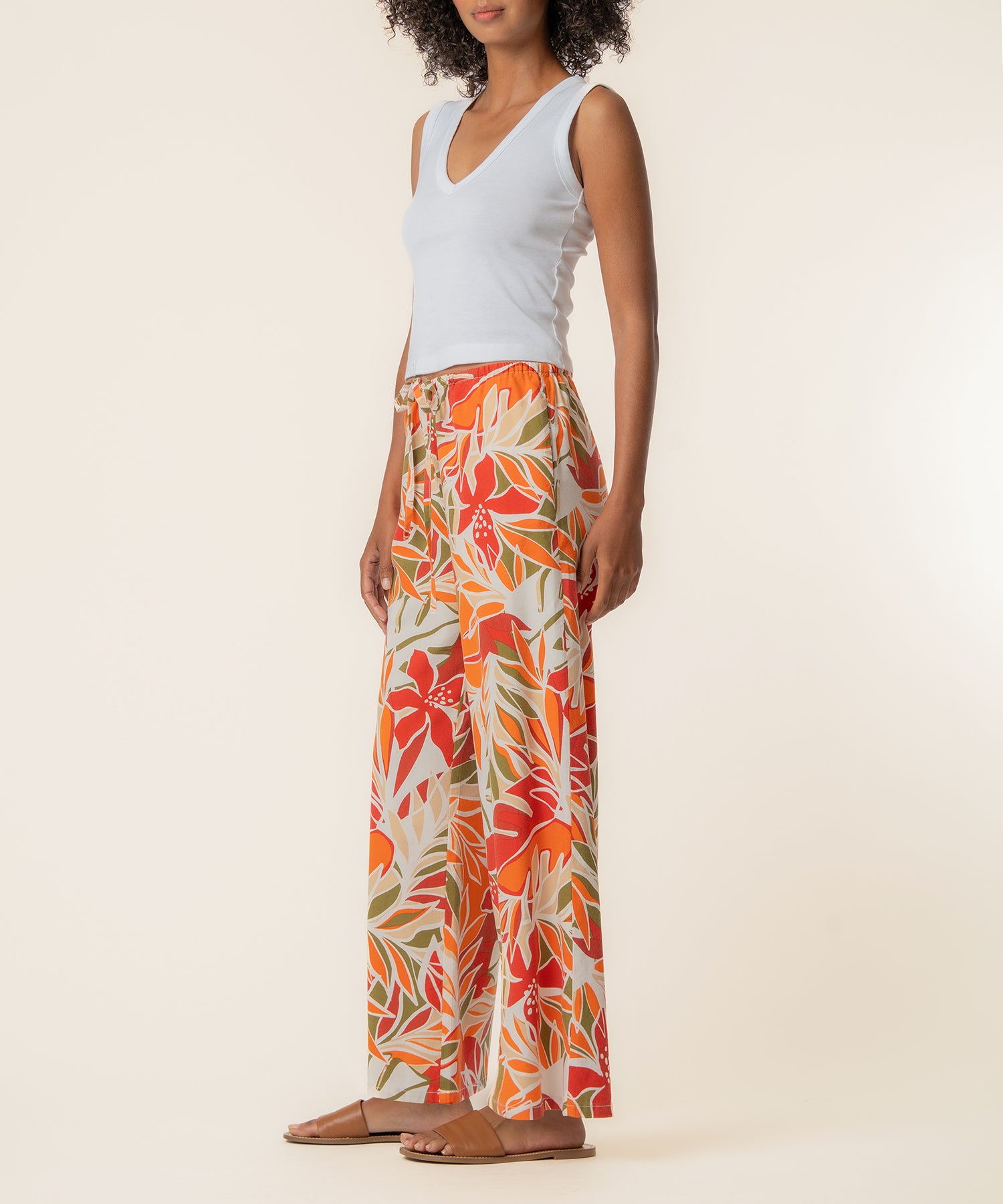 Meg Linen Wide leg Pant, Exclusive in Red Orange