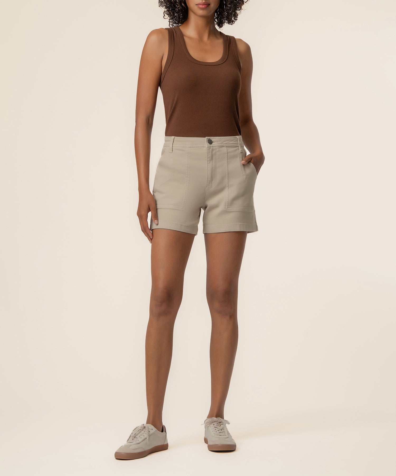 Ashton High Rise Short in Mushroom