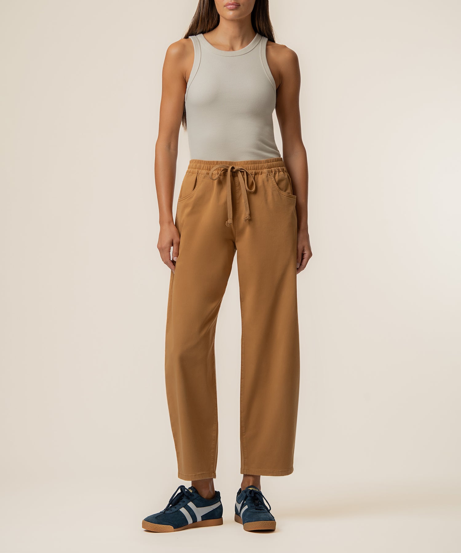 Ashley Twill High Rise Relaxed Leg in Camel