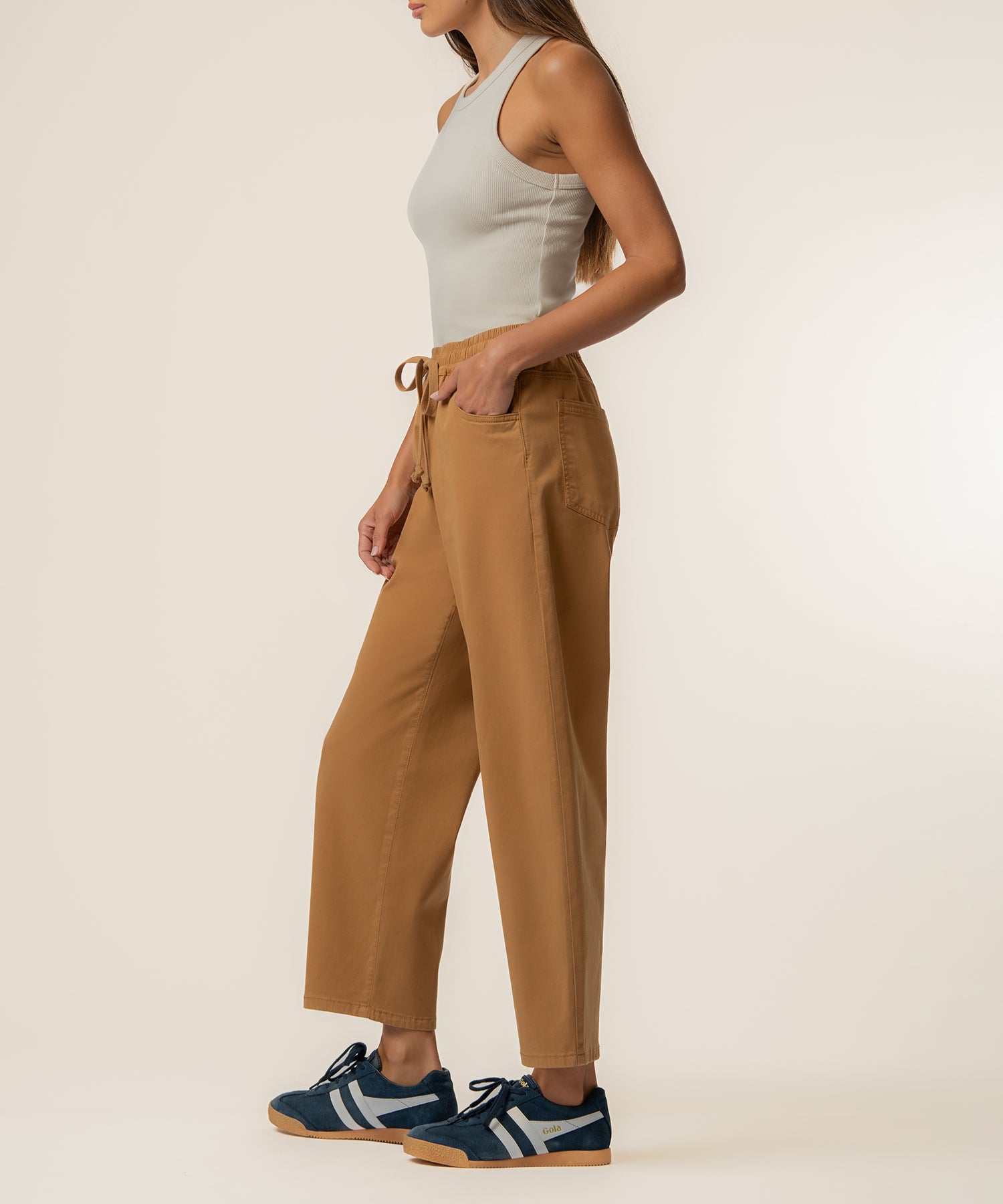 Ashley Twill High Rise Relaxed Leg in Camel
