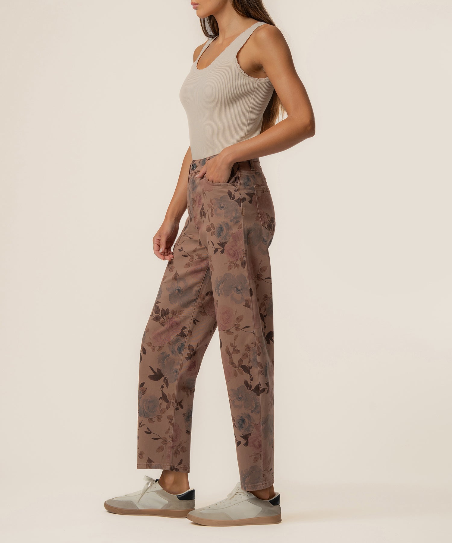 Ashton Twill High Rise Relaxed Leg in Mauve