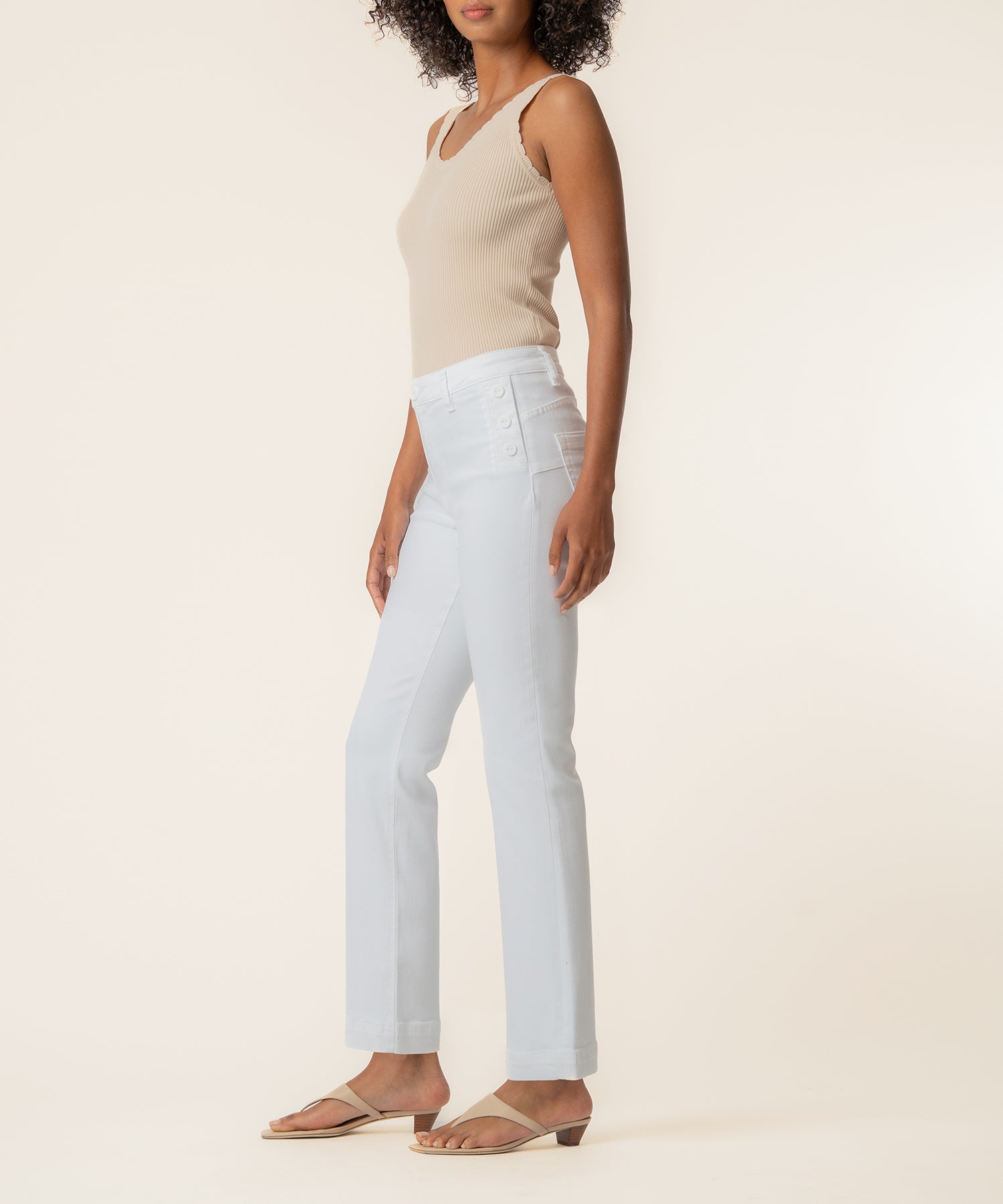 Kelsey Twill High Rise Flare in White