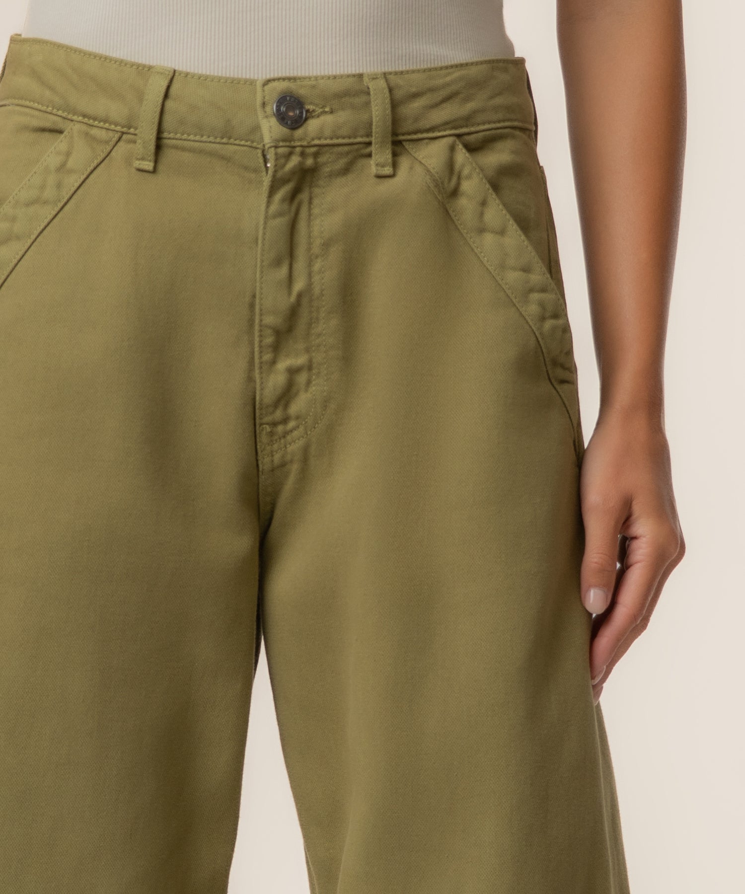 Ashlyn High Rise Horseshoe Relaxed Leg Trouser, Exclusive in Chive