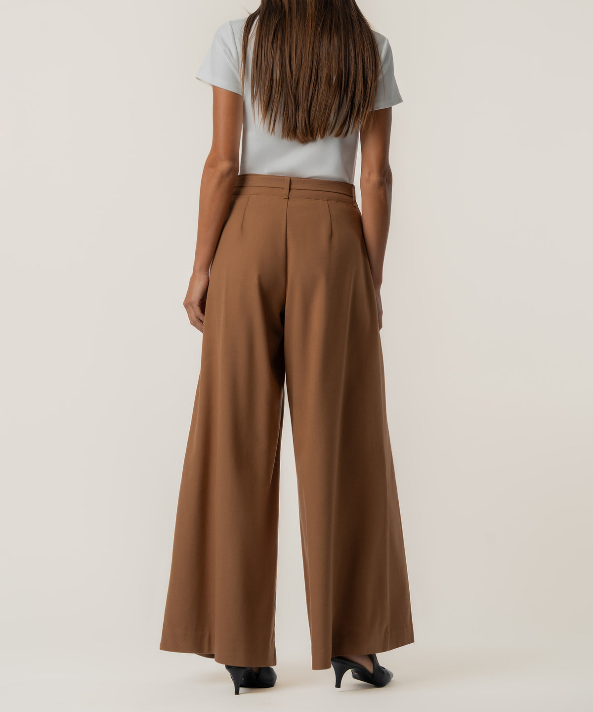 Chelsea High Rise Palazzo Pant, Exclusive in Camel