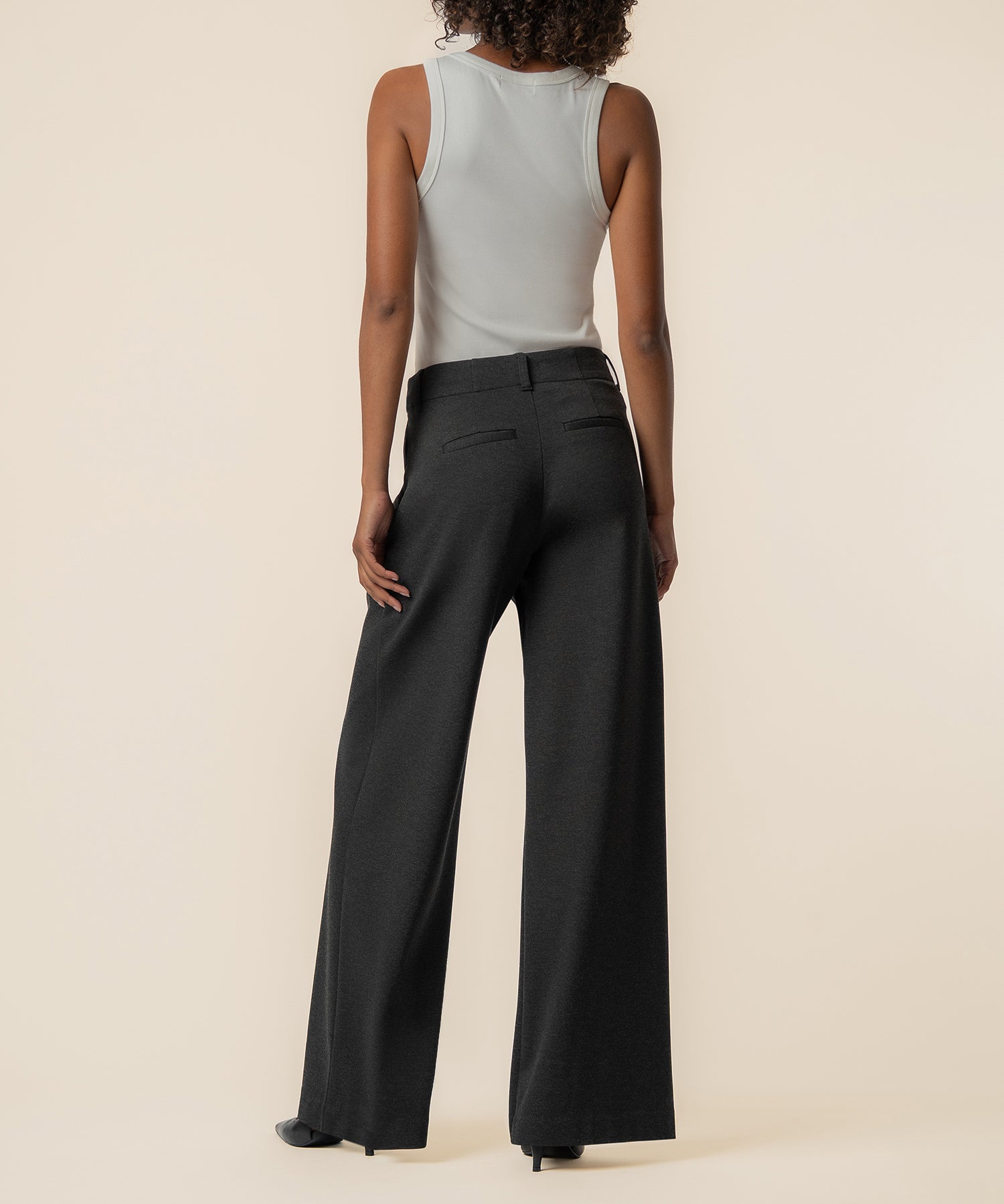 Cheryl Ponte High Rise Wide Leg in Charcoal