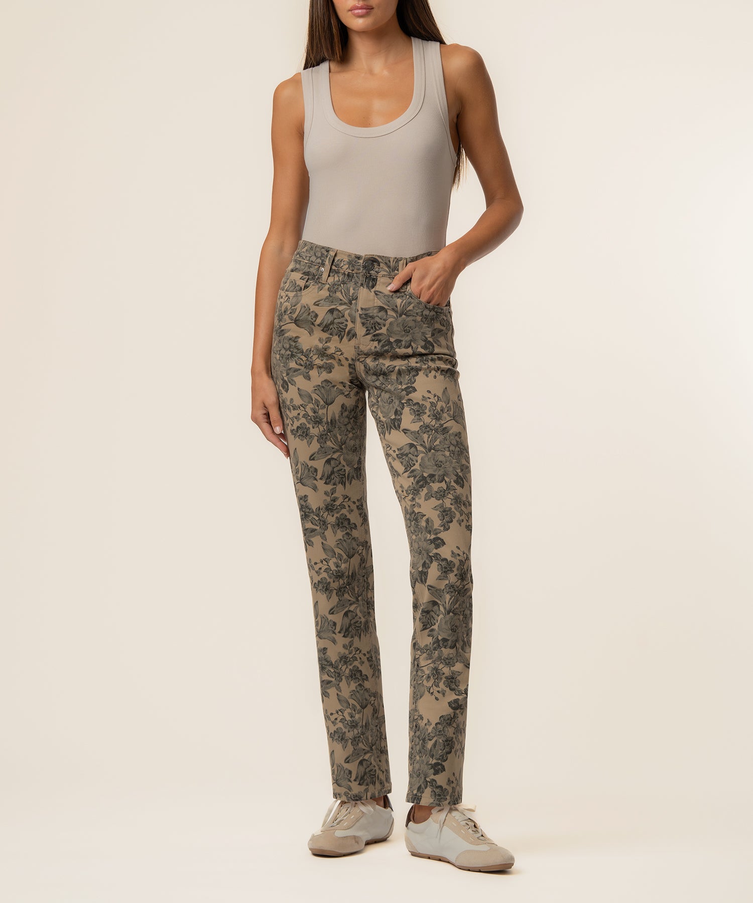 Blair Twill High Rise Straight Leg in Sand