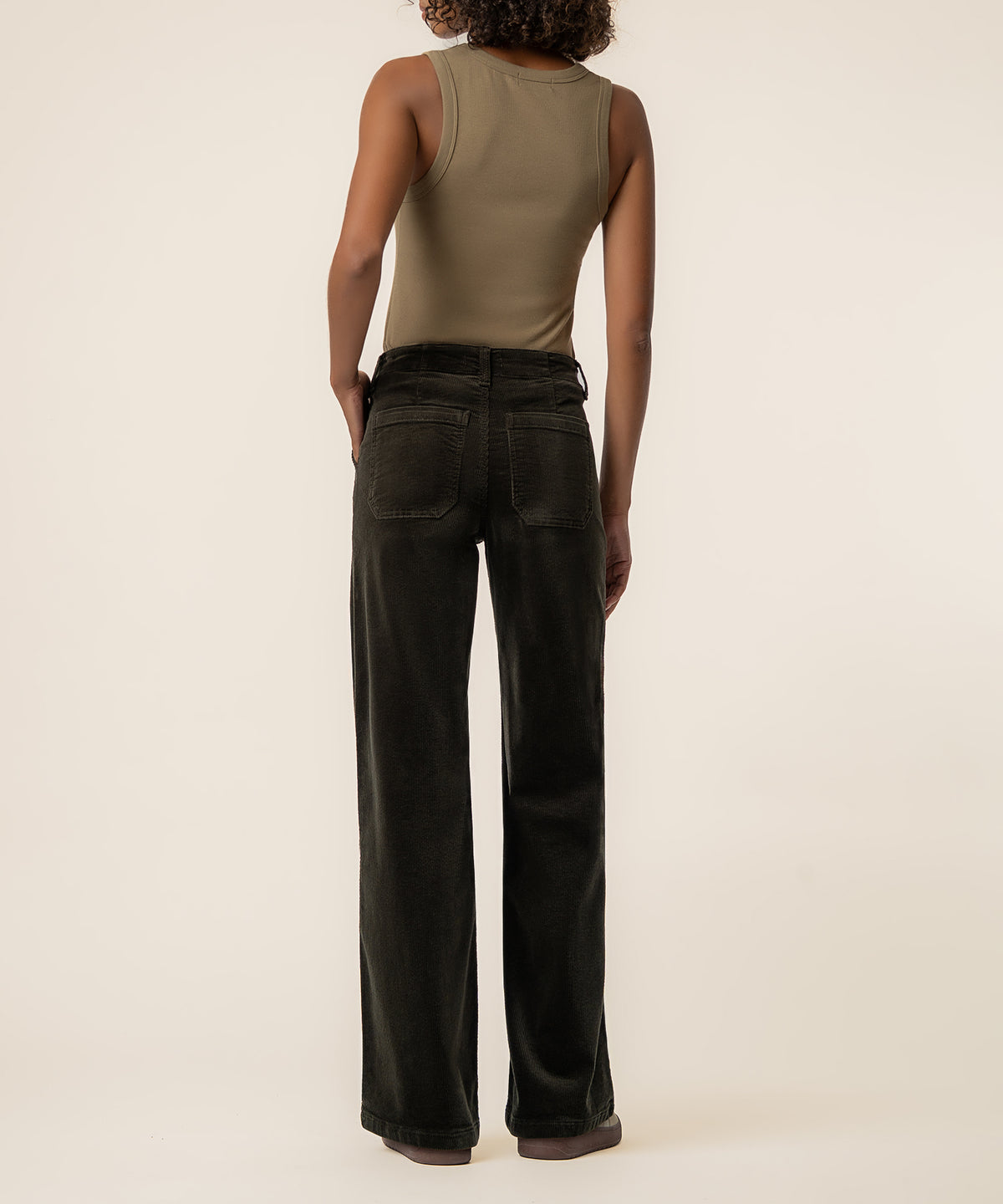 Jean Corduroy High Rise Wide Leg in Forest