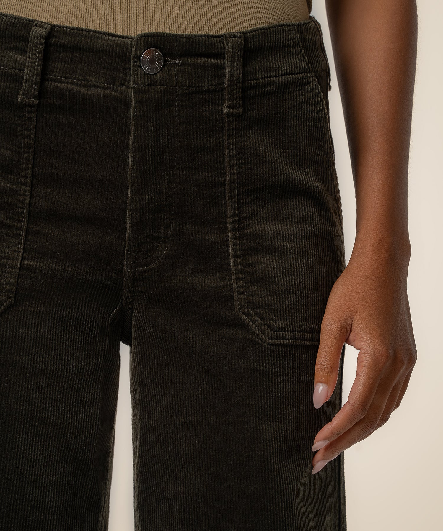 Jean Corduroy High Rise Wide Leg in Forest