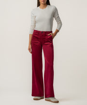 Jodi Velveteen High Rise Wide Straight Leg in Fuchsia