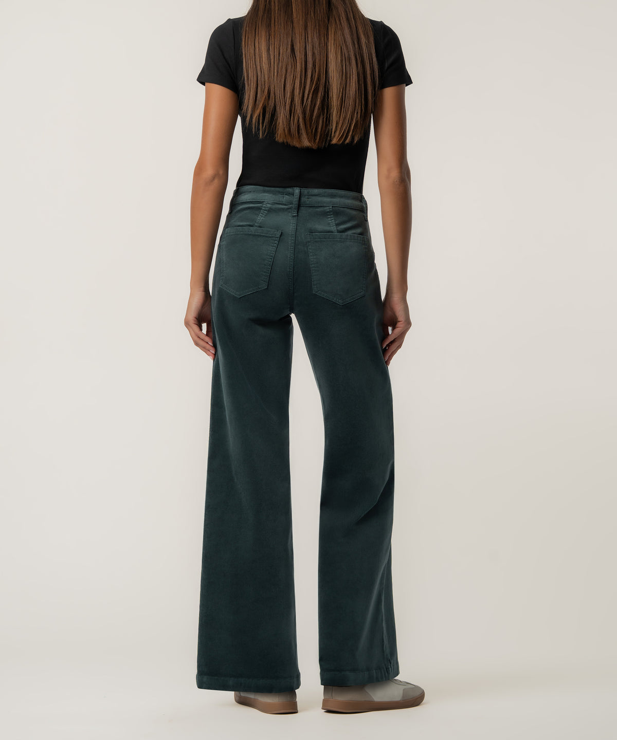 Maya Velveteen High Rise Wide Leg, Petite in Teal
