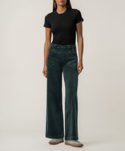 Maya Velveteen High Rise Wide Leg in Teal