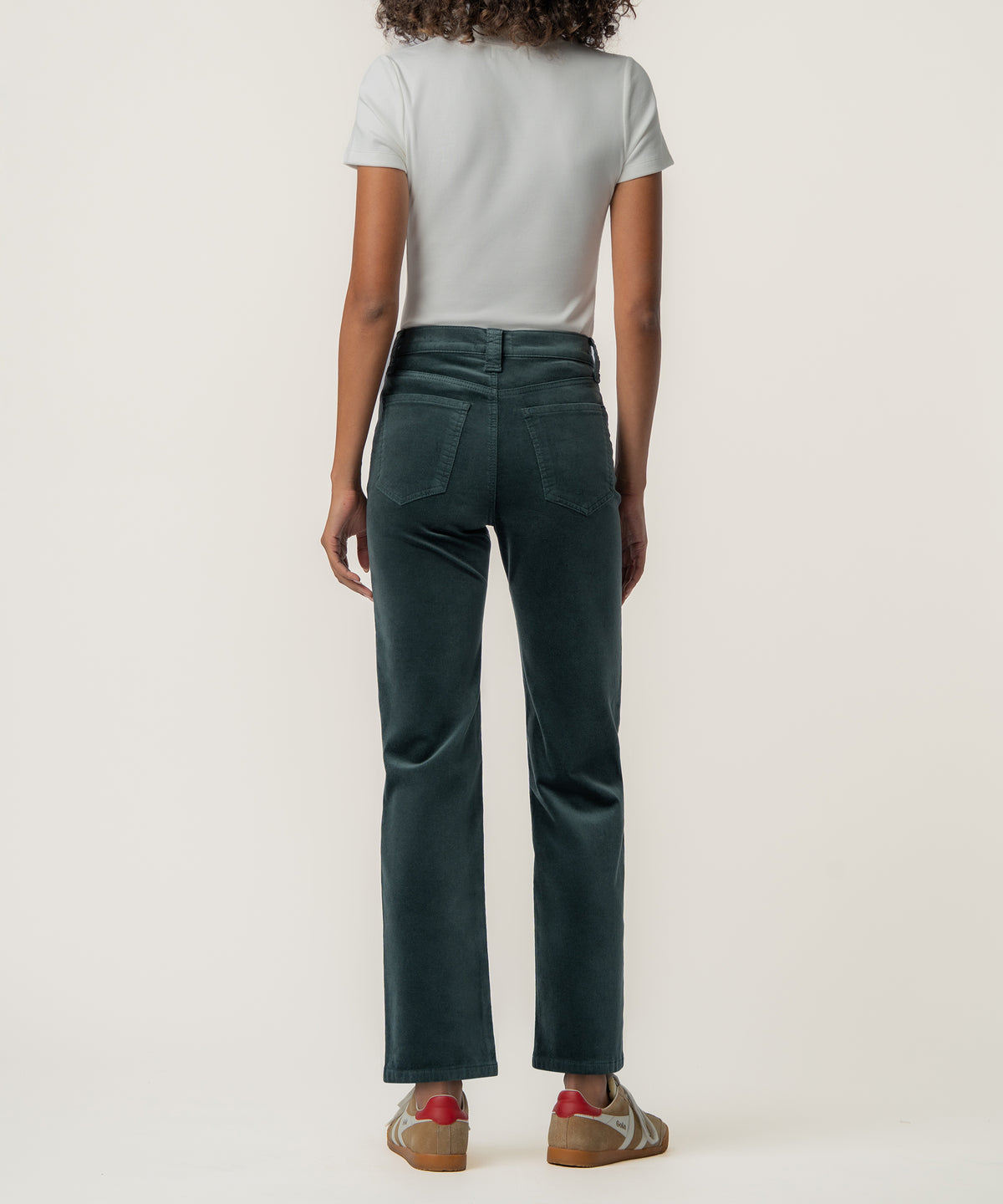 Avery Velveteen High Rise Straight Leg in Teal