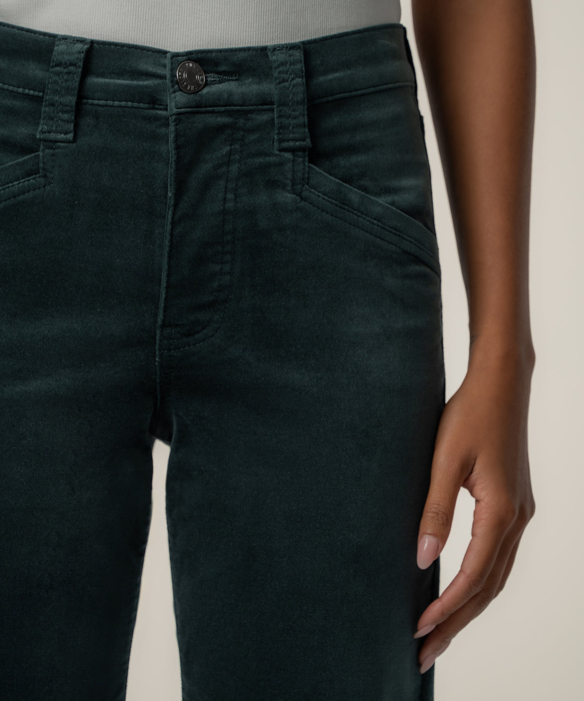Avery Velveteen High Rise Straight Leg in Teal