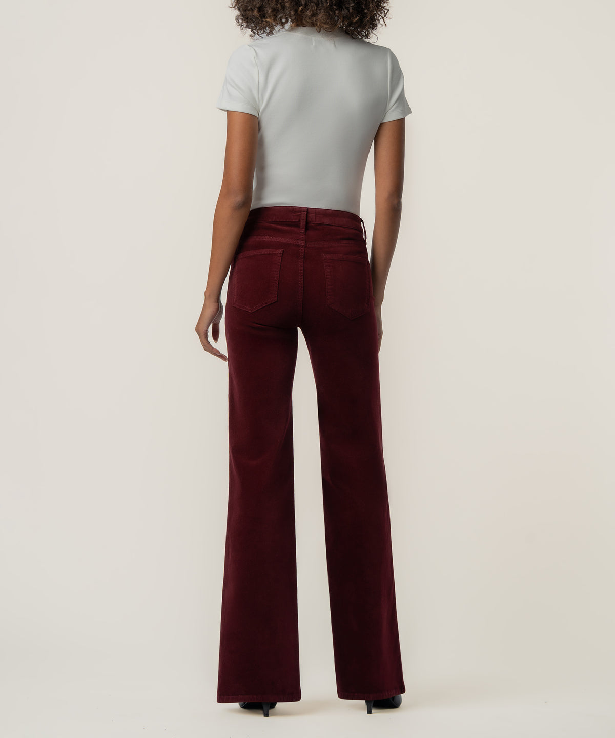 Liliana Velveteen High Rise Flare in Berry