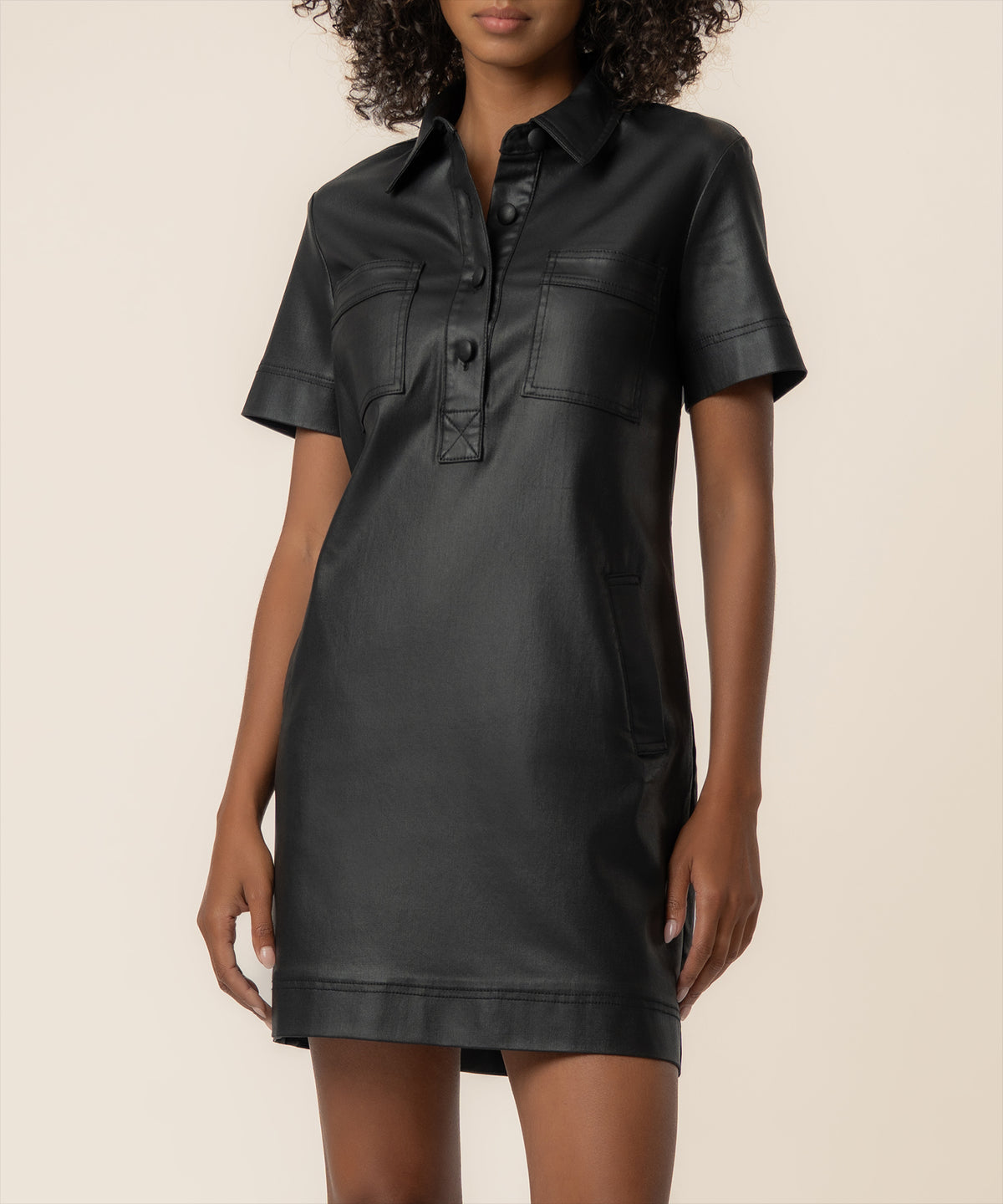 Tatiana Coated Dress in Black