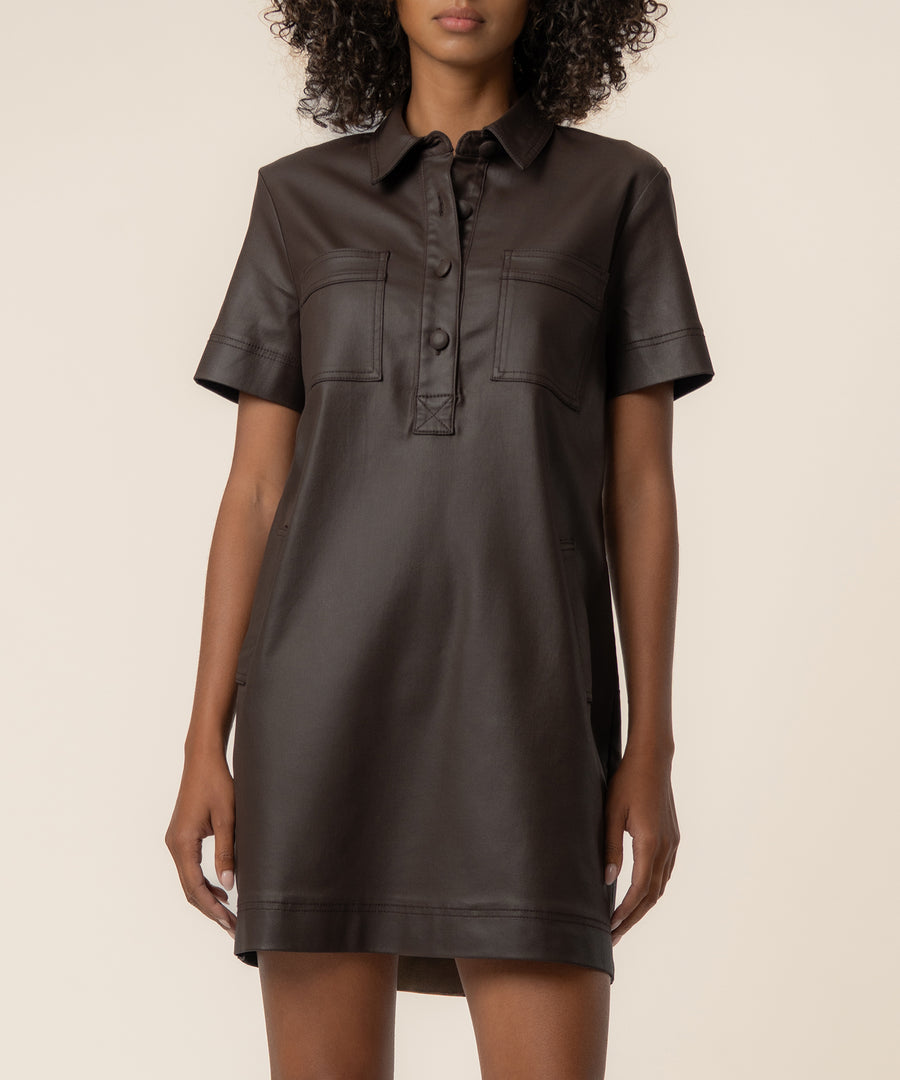 Tatiana Coated Dress in Chocolate