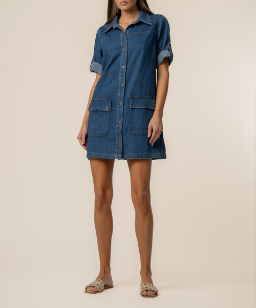 Eliza Denim Dress in Capturing Wash - Kut from the Kloth Eliza Denim Dress in Capturing Wash - Kut from the Kloth