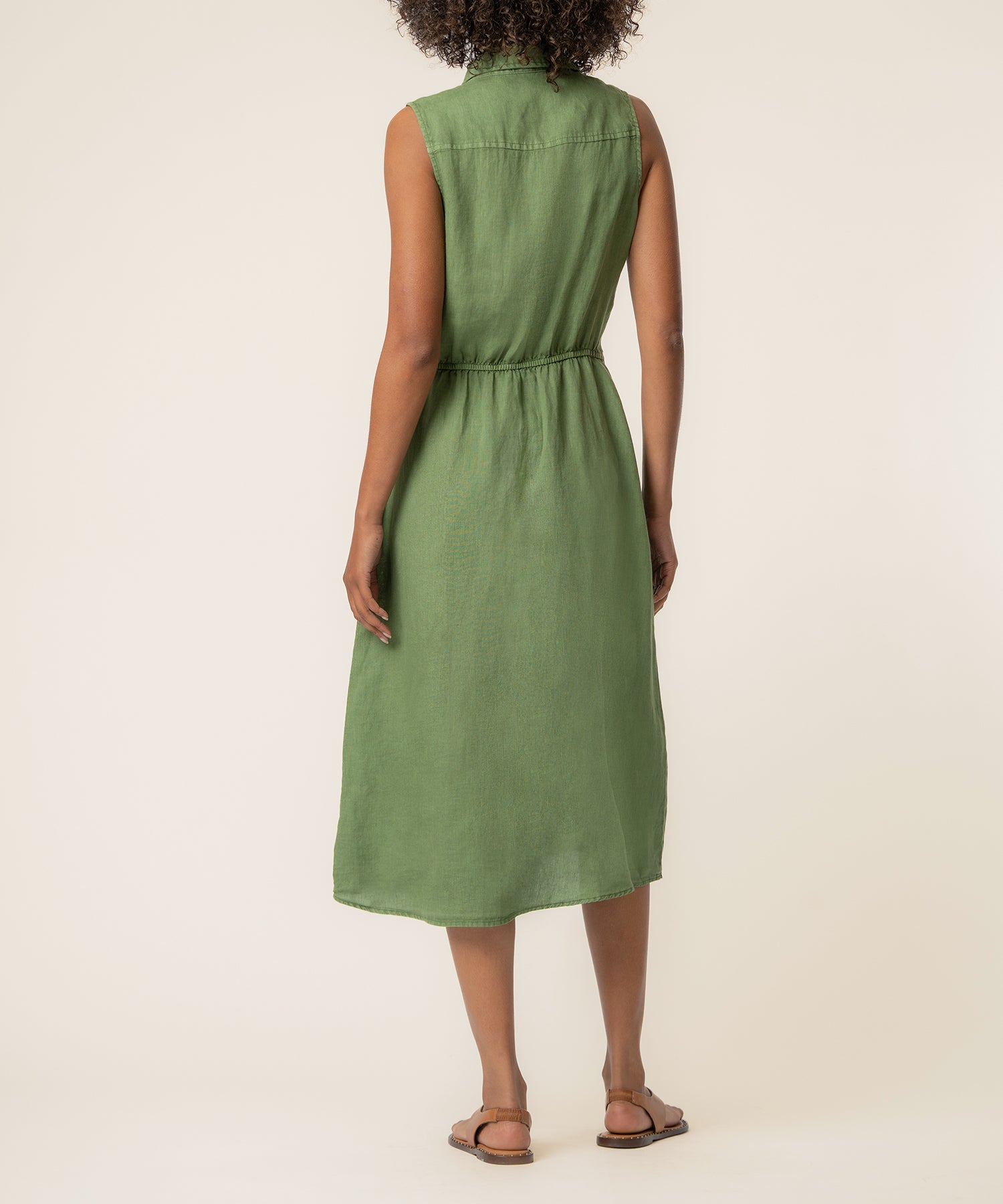 Bowie Linen Dress in Olive