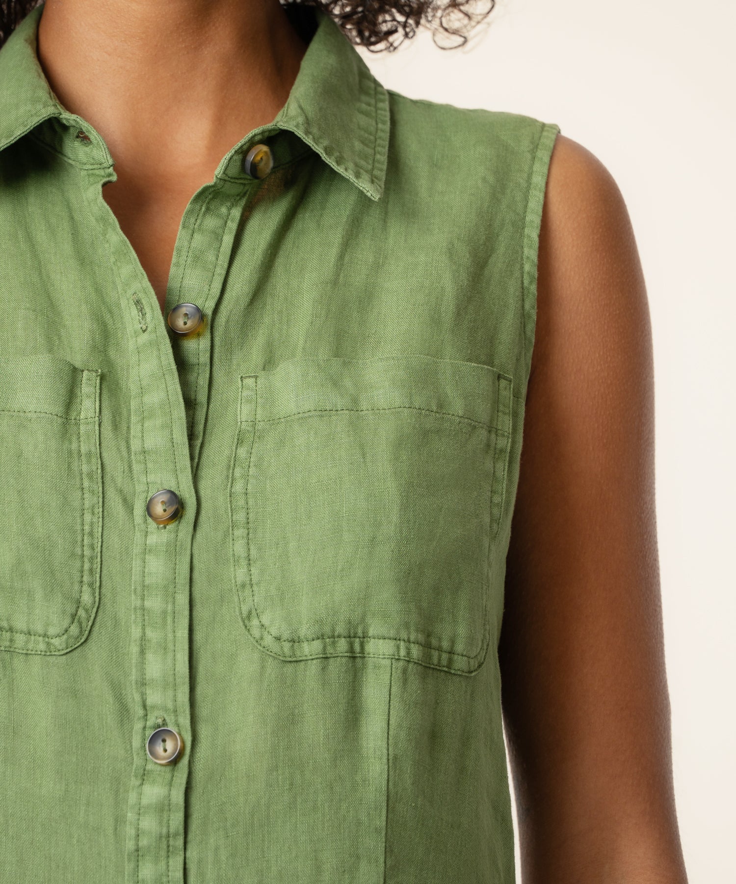 Women's Bowie Linen Dress in Olive X SMALL / Olive