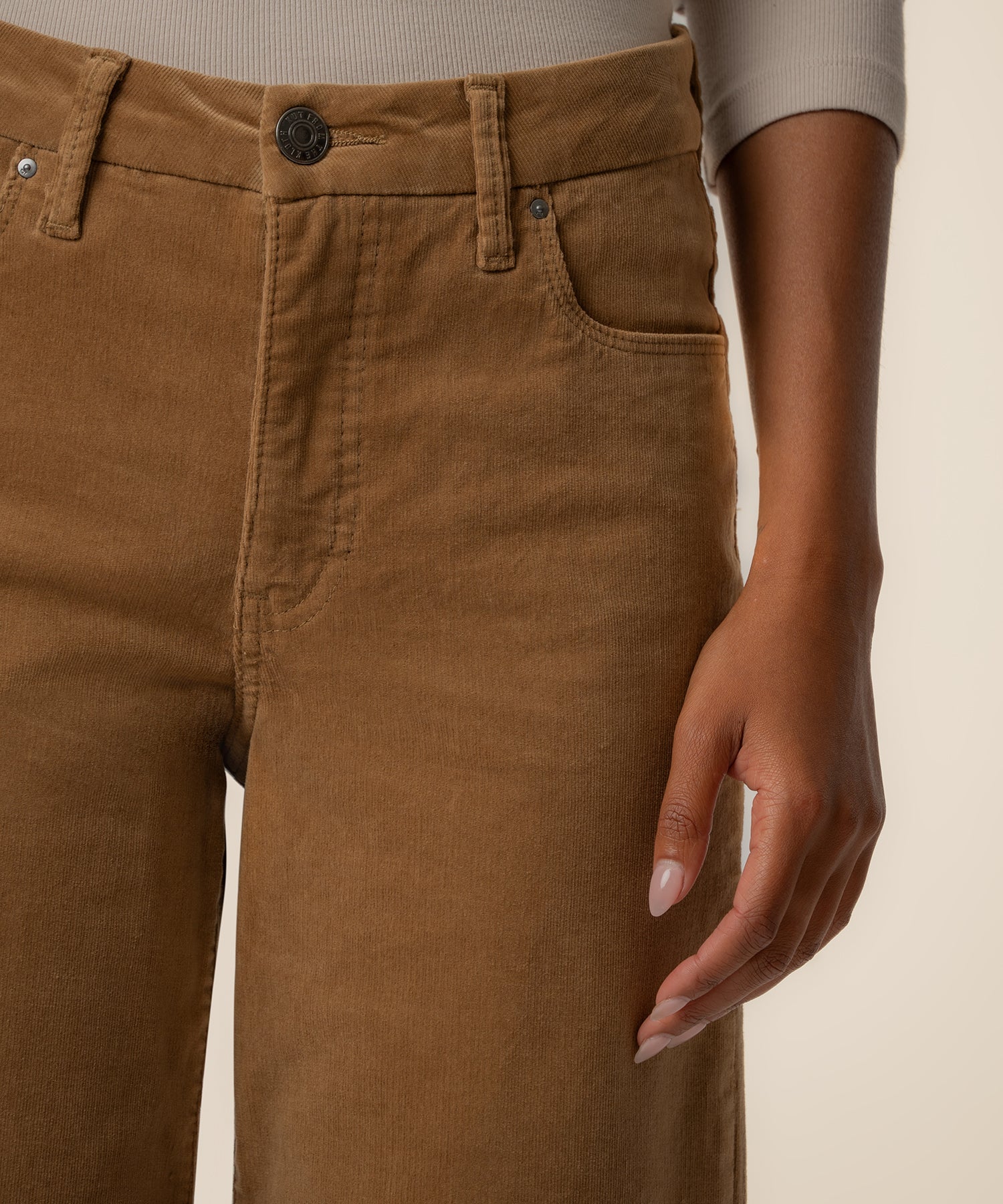 Meg Corduroy High Rise Wide Leg, Petite in Camel