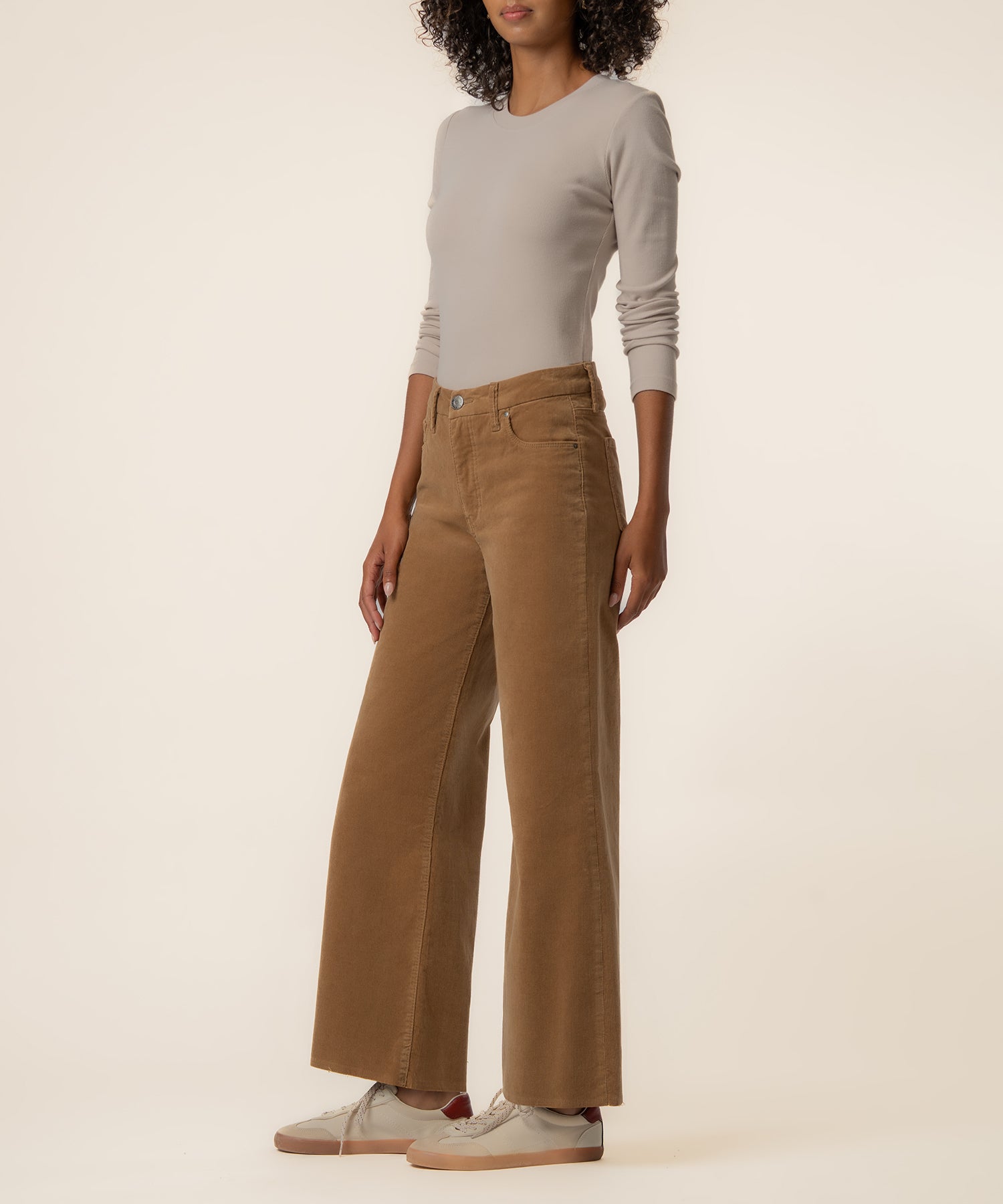 Meg Corduroy High Rise Wide Leg, Petite in Camel