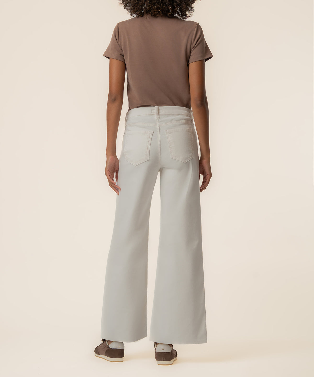 Meg Corduroy High Rise Wide Leg in Cloud white