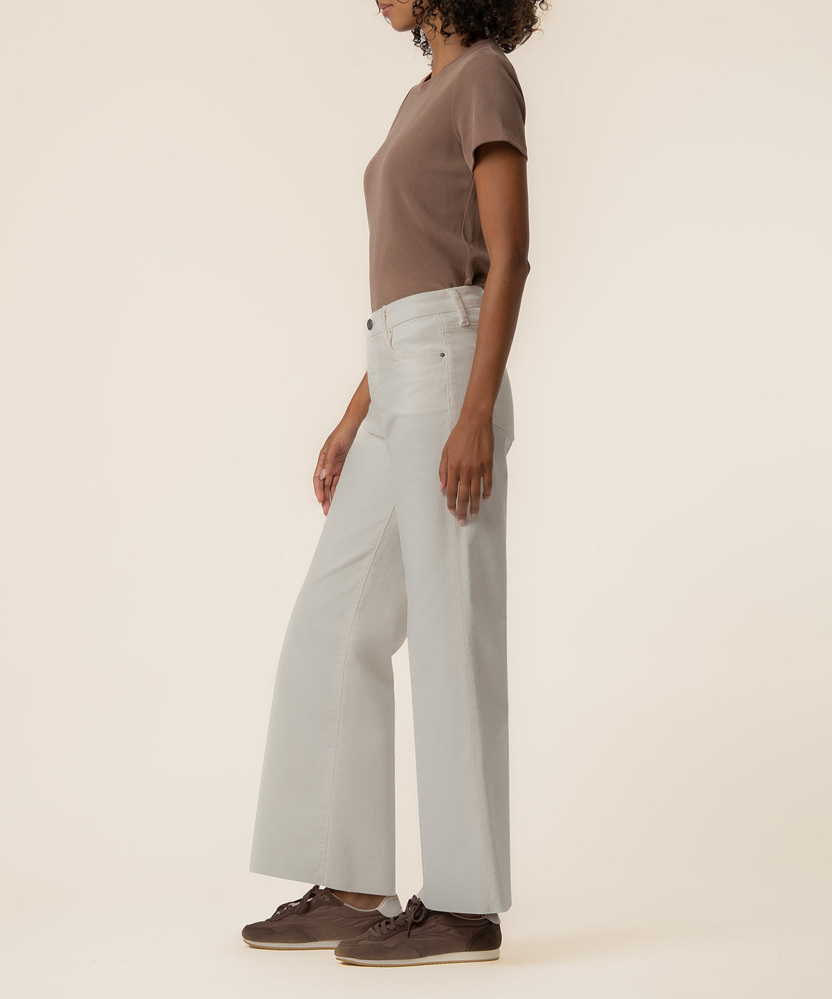 Meg Corduroy High Rise Wide Leg in Cloud white