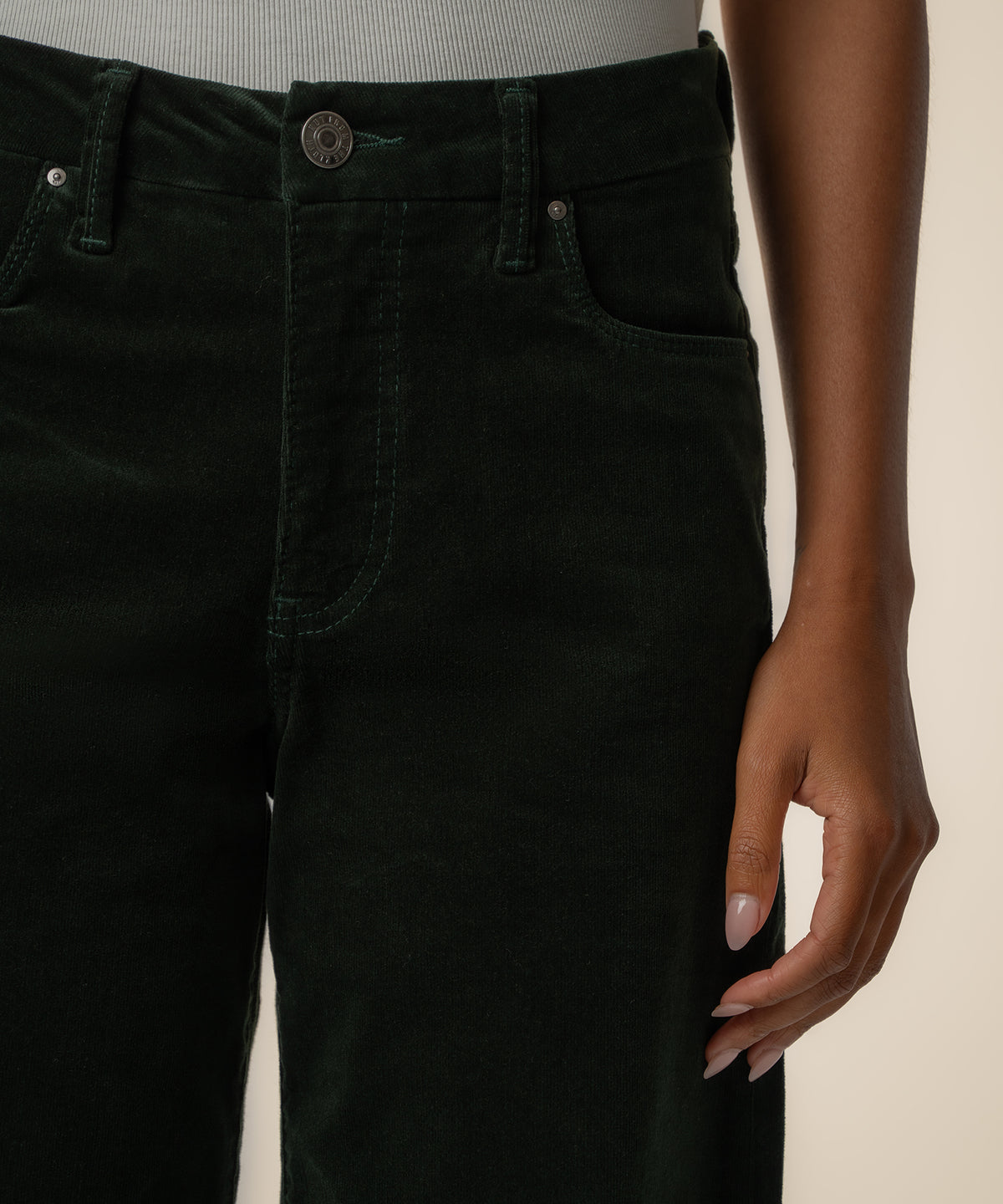 Meg Corduroy High Rise Wide Leg in Dark Forest
