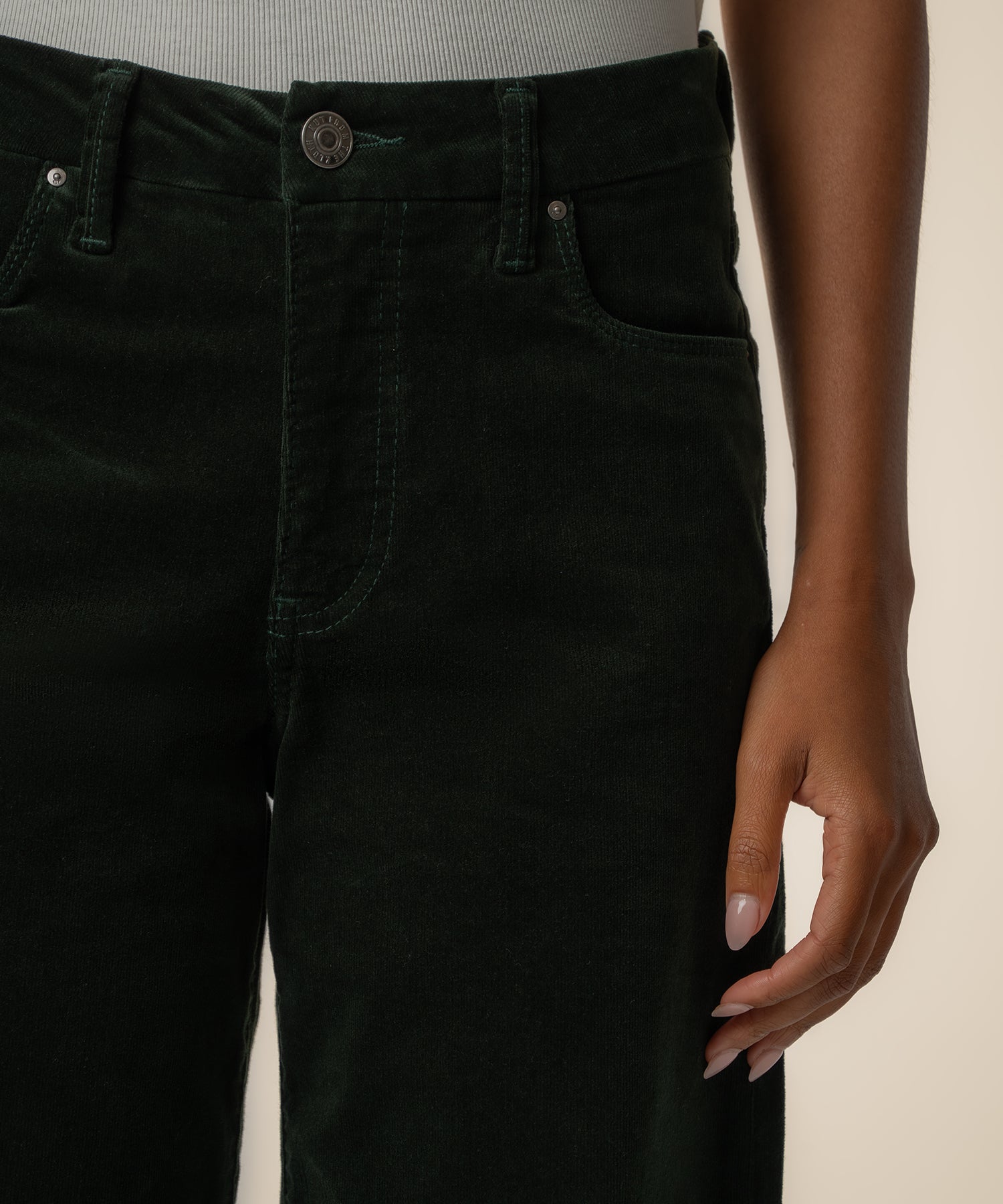 Meg Corduroy High Rise Wide Leg, Petite in Dark Forest