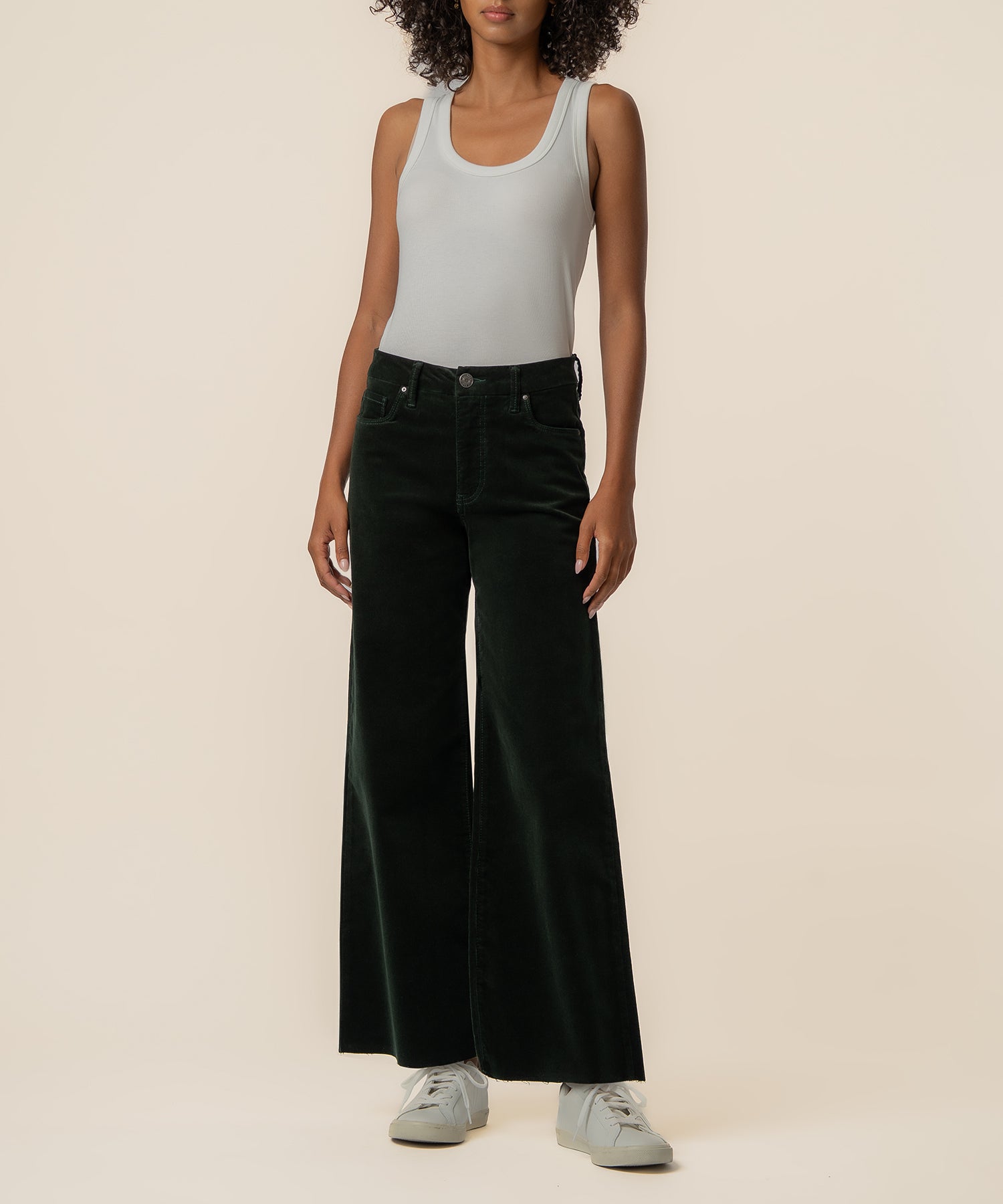 Meg Corduroy High Rise Wide Leg in Dark Forest