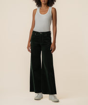 Meg Corduroy High Rise Wide Leg, Petite in Dark Forest