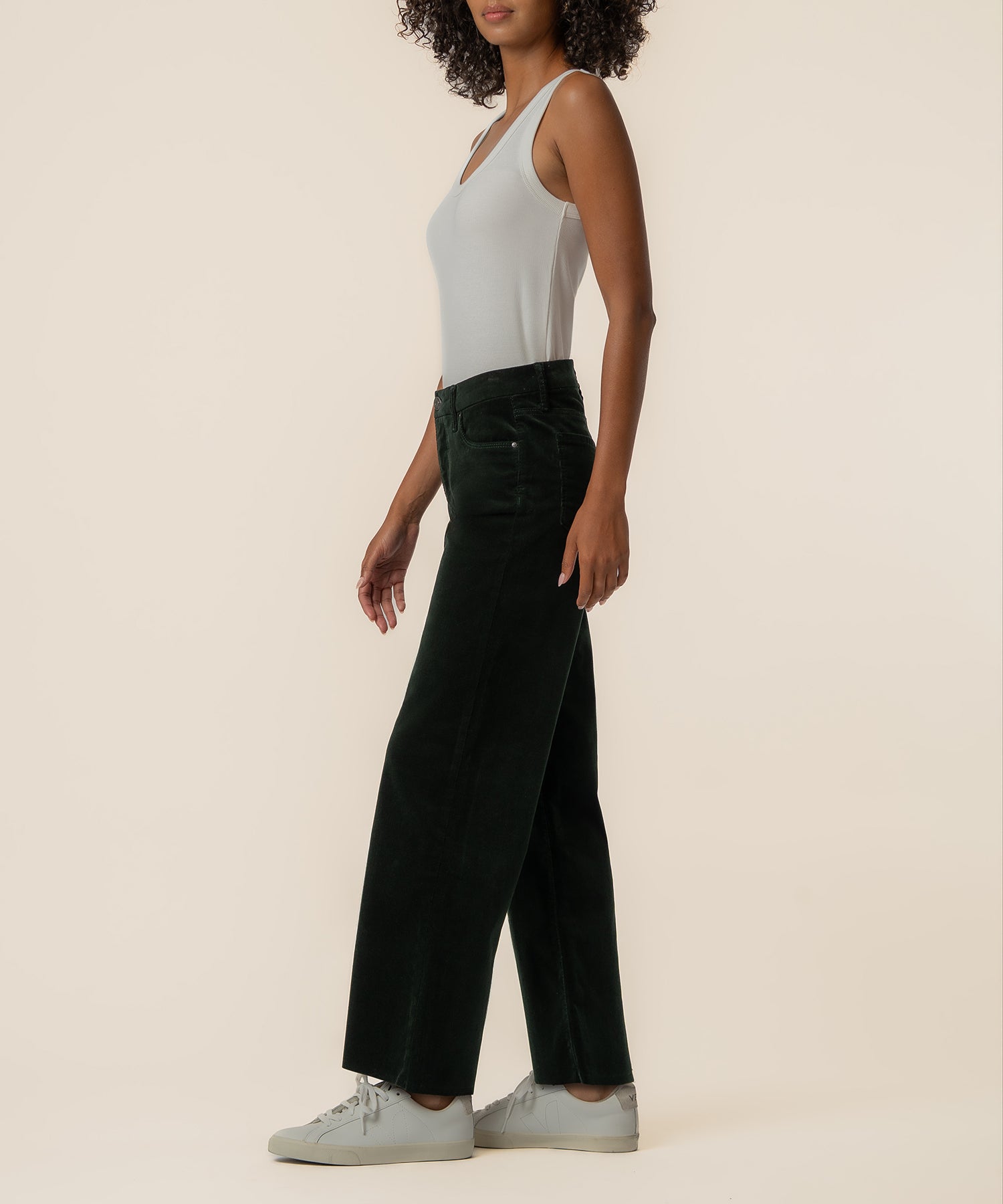 Meg Corduroy High Rise Wide Leg in Dark Forest