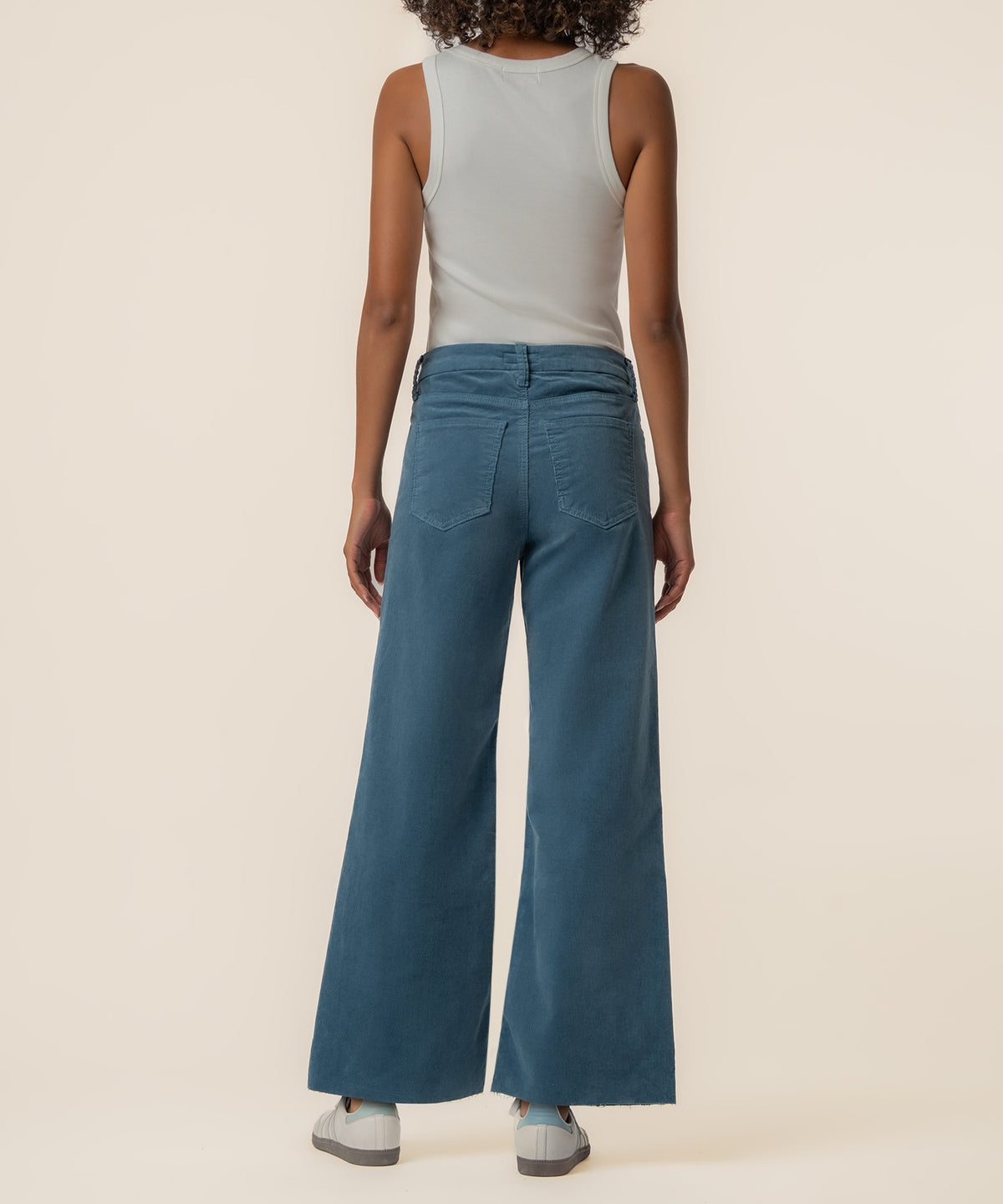 Meg Corduroy High Rise Wide Leg in Elba Blue