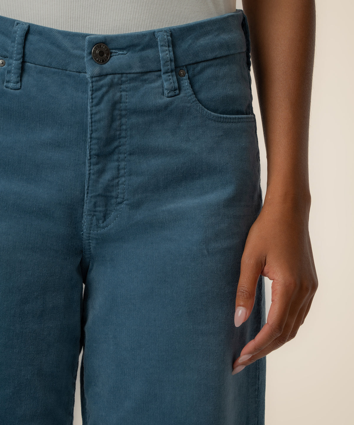 Meg Corduroy High Rise Wide Leg in Elba Blue