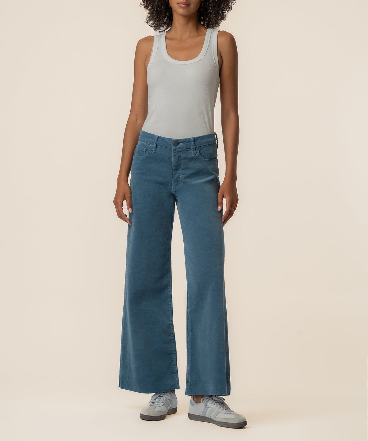 Meg Corduroy High Rise Wide Leg in Elba Blue
