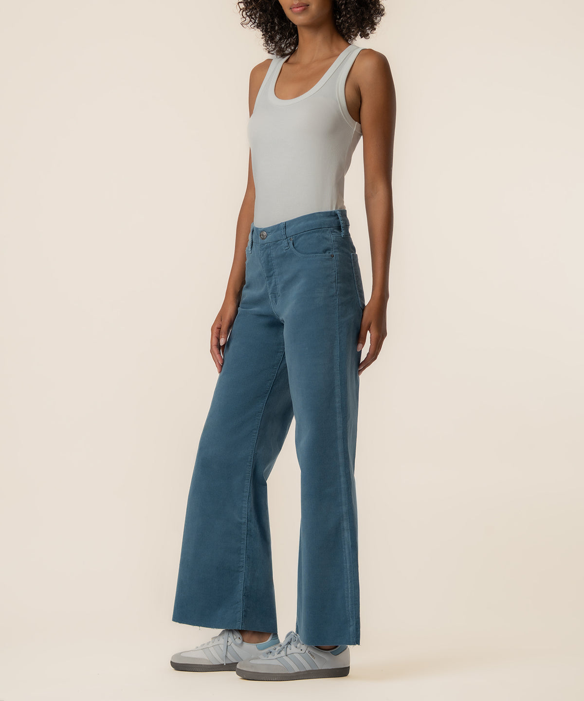 Meg Corduroy High Rise Wide Leg in Elba Blue
