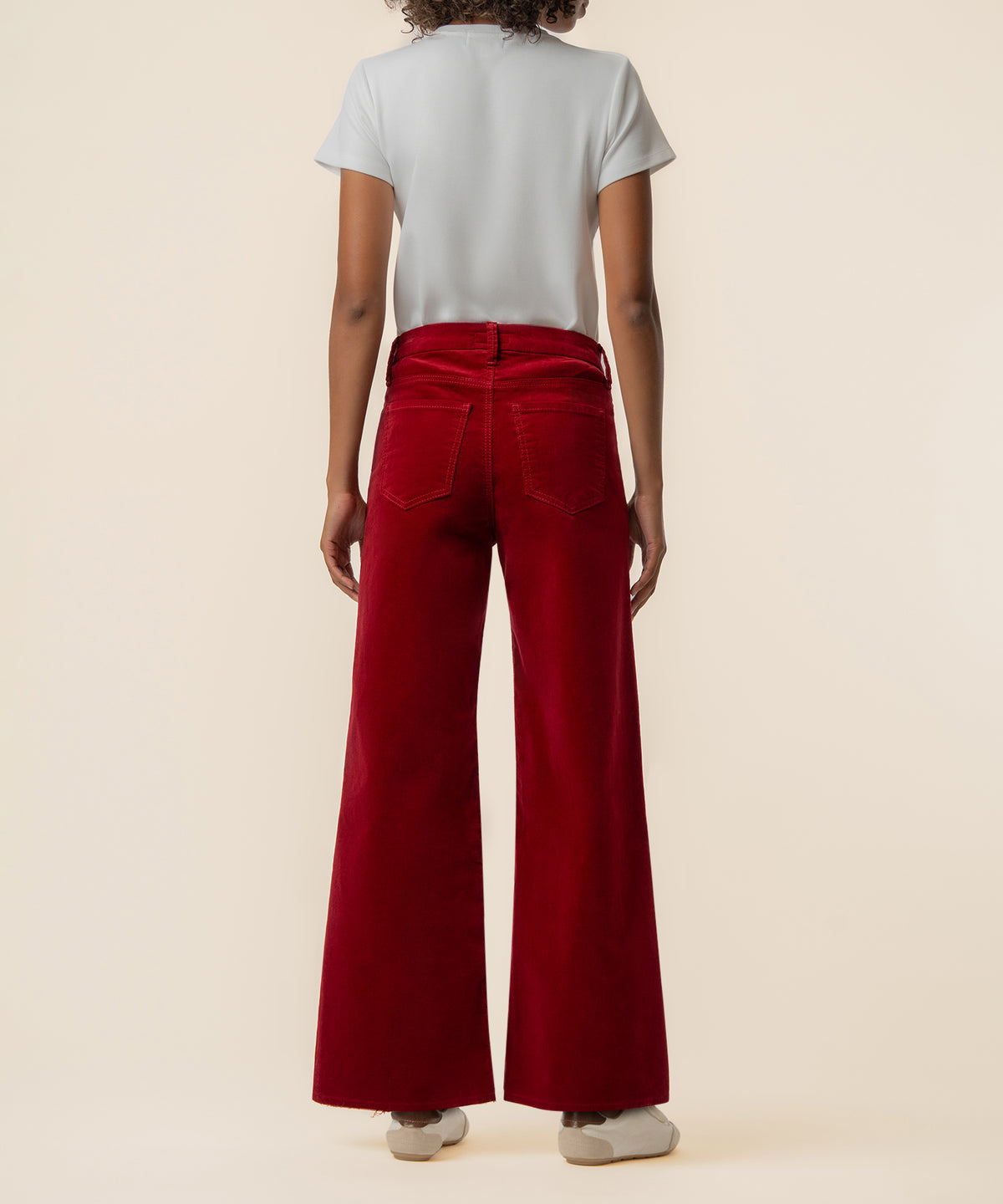 Meg Corduroy High Rise Wide Leg in Red
