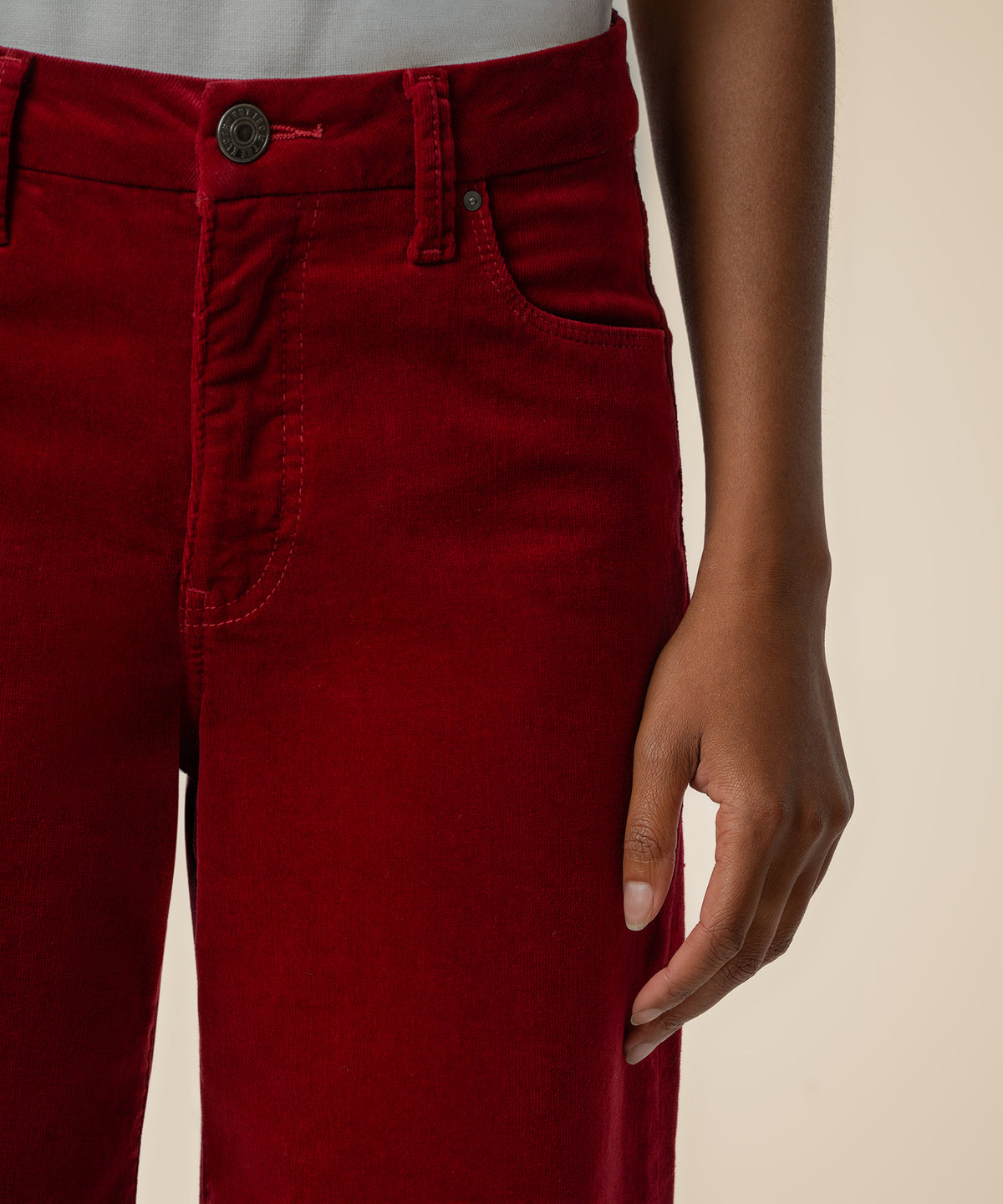 Meg Corduroy High Rise Wide Leg in Red