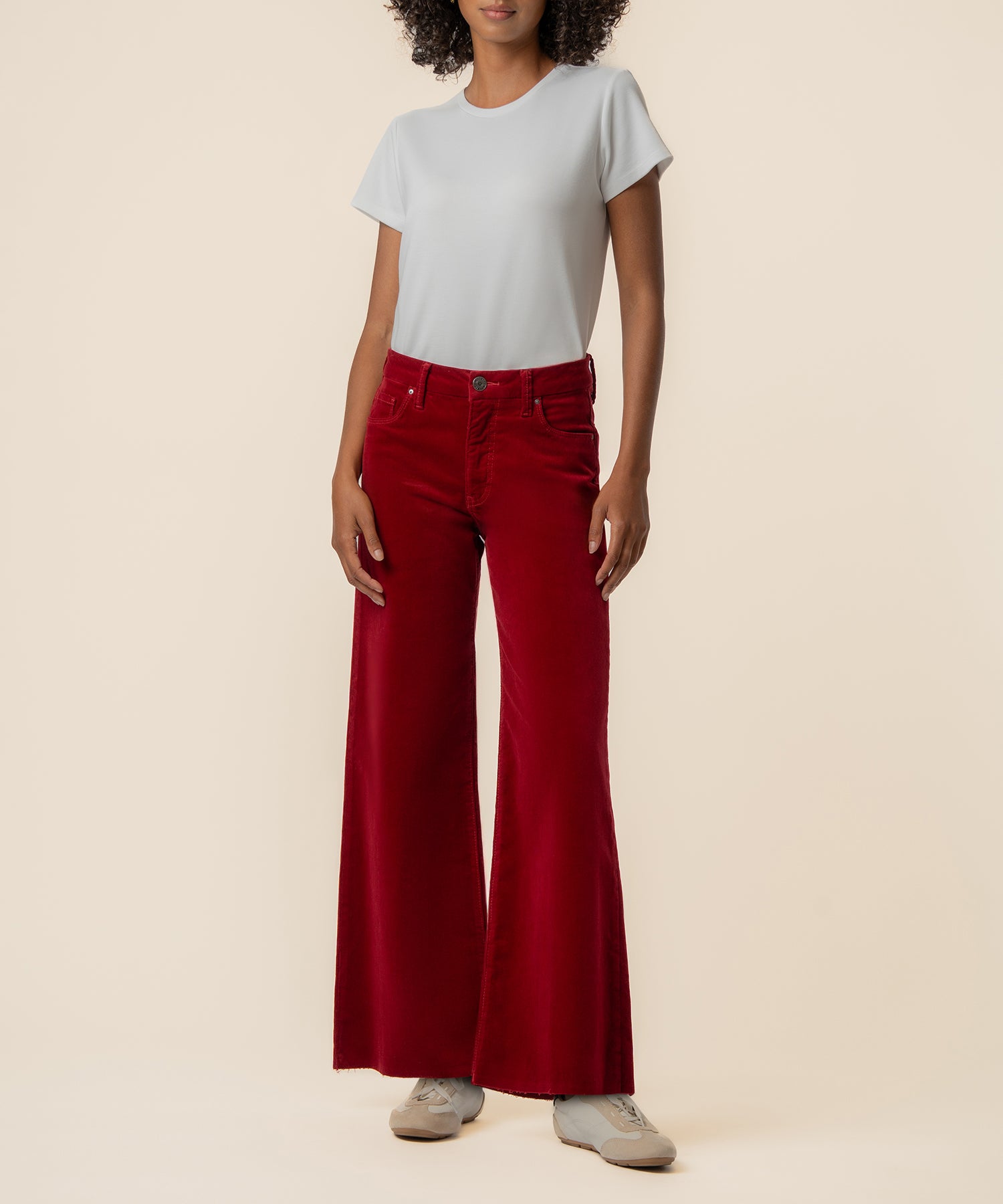 Meg Corduroy High Rise Wide Leg in Red